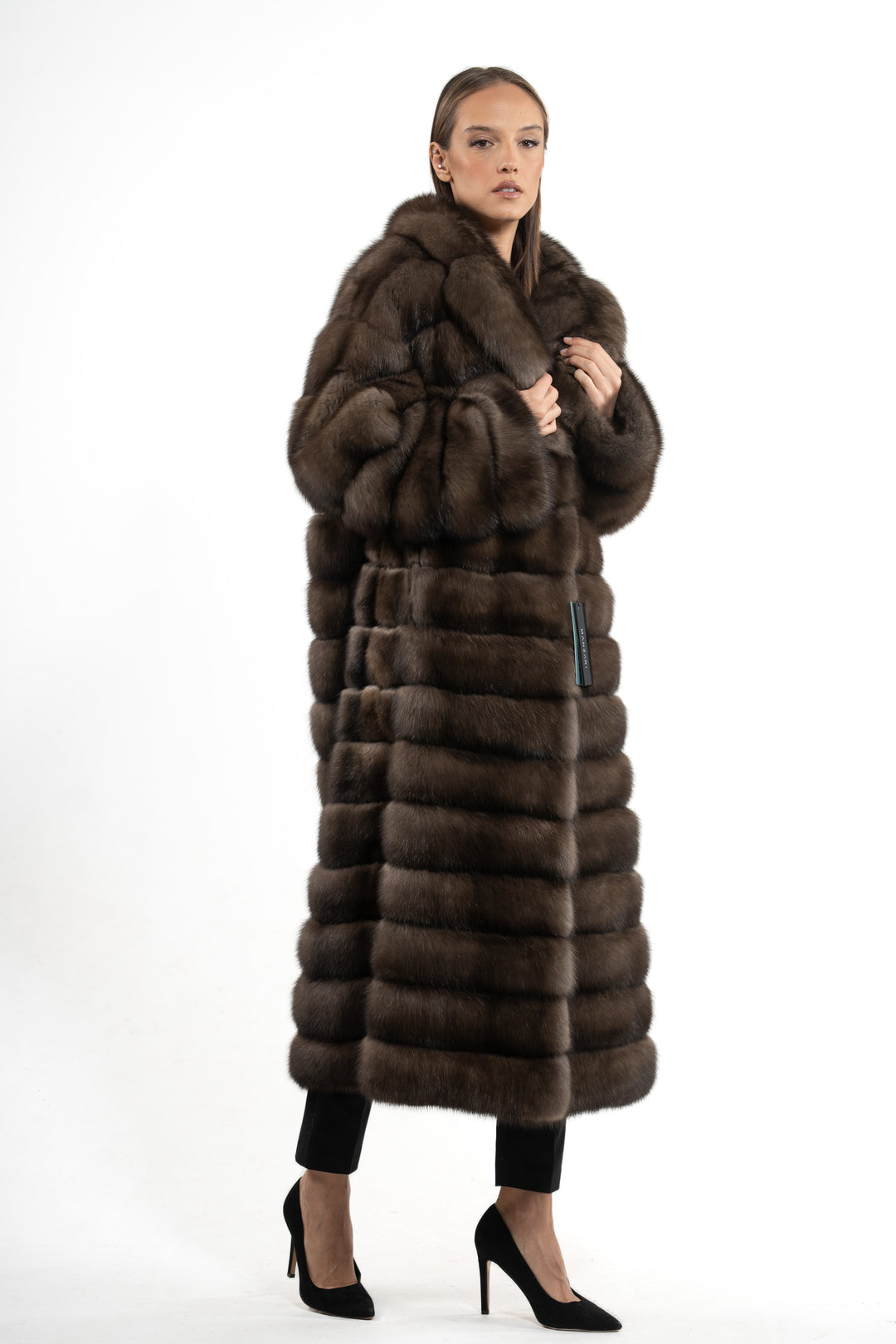 Premium Gun Metal Russian sable fur coat for winter fashion