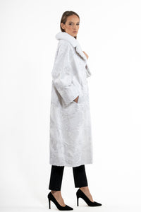 Chic White Swakara fur coat by manzari for a standout look