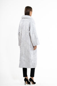 Elegant White Swakara fur coat for modern fashion