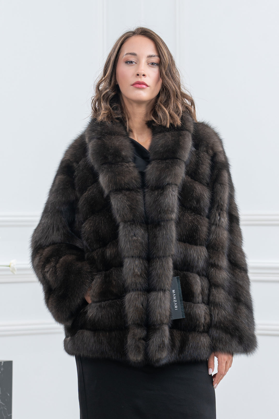 Carbonio Silvery Russian Sable Fur Short Jacket - Women&