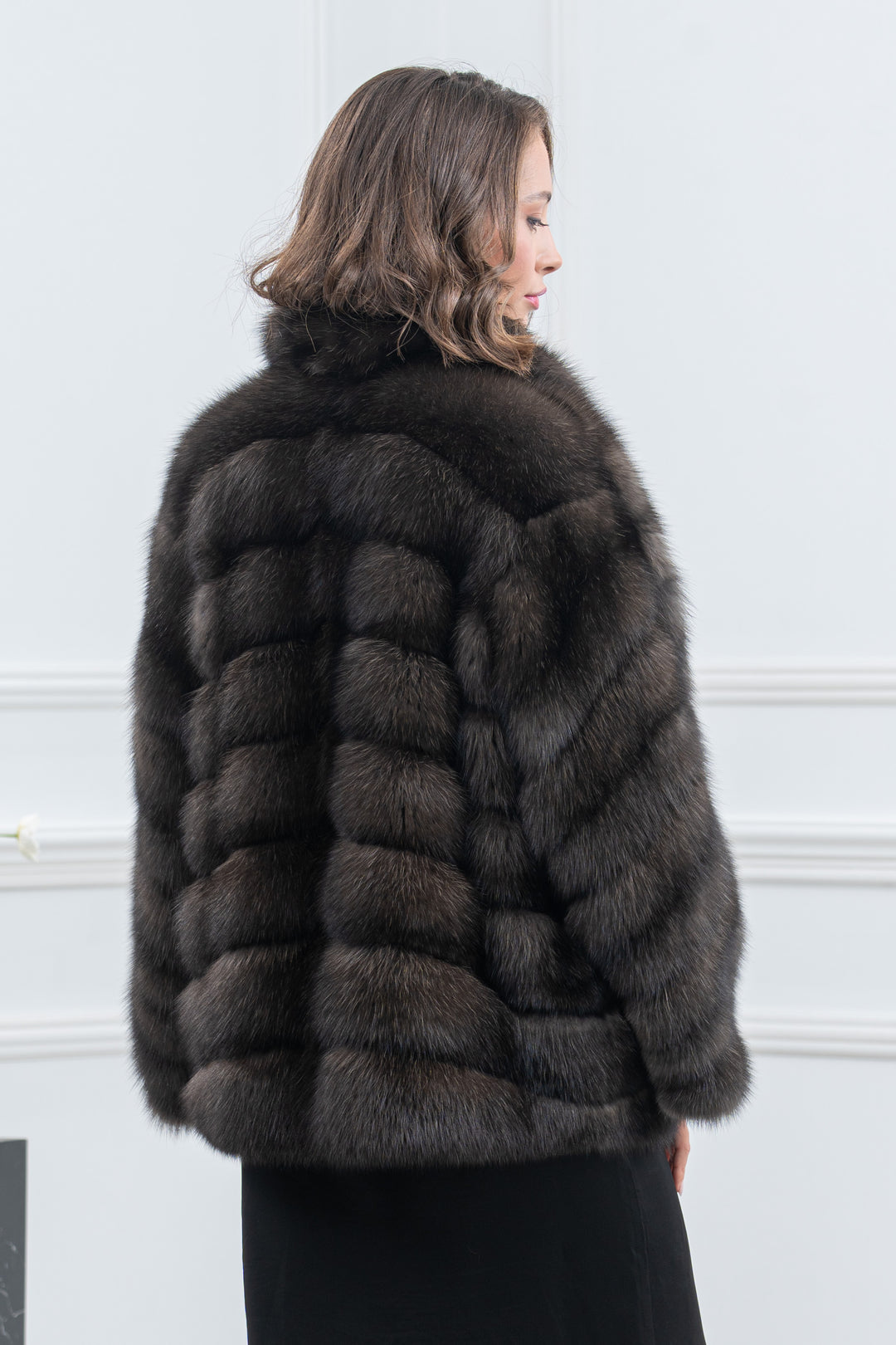 Carbonio Silvery Russian Sable Fur Short Jacket - Women&