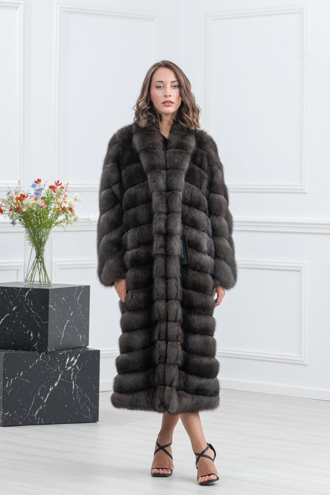 Carbonio Silvery Russian Sable Fur Coat - Women&