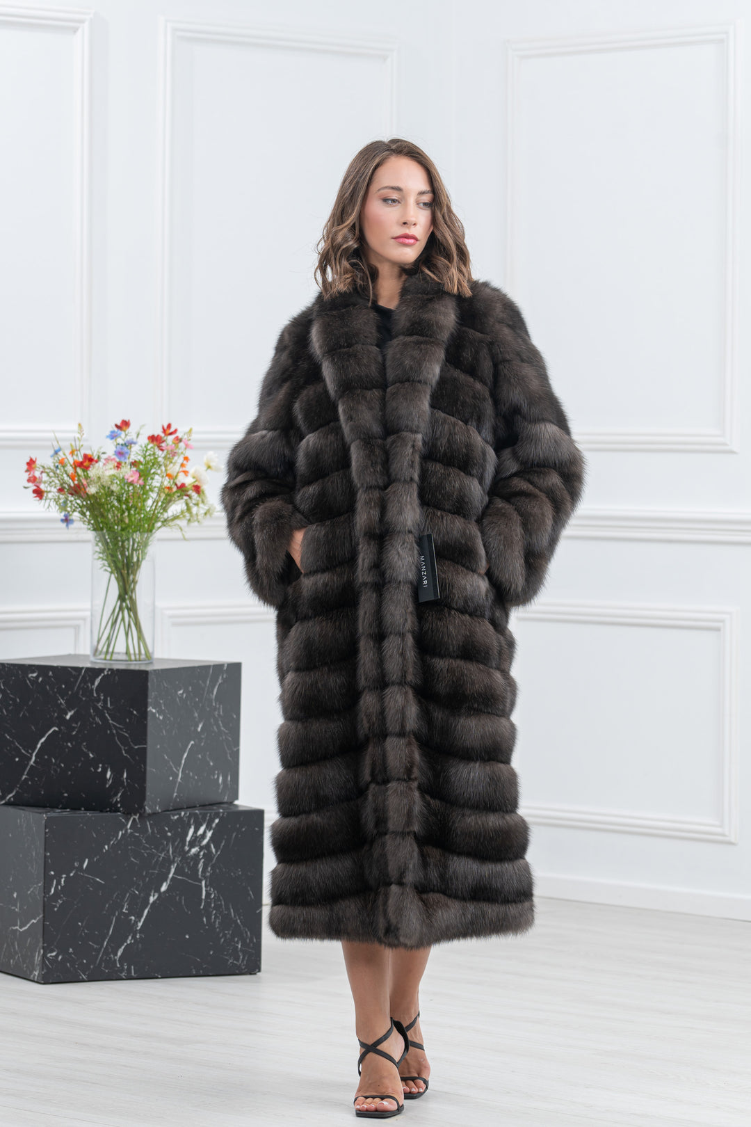 Carbonio Silvery Russian Sable Fur Coat - Women&