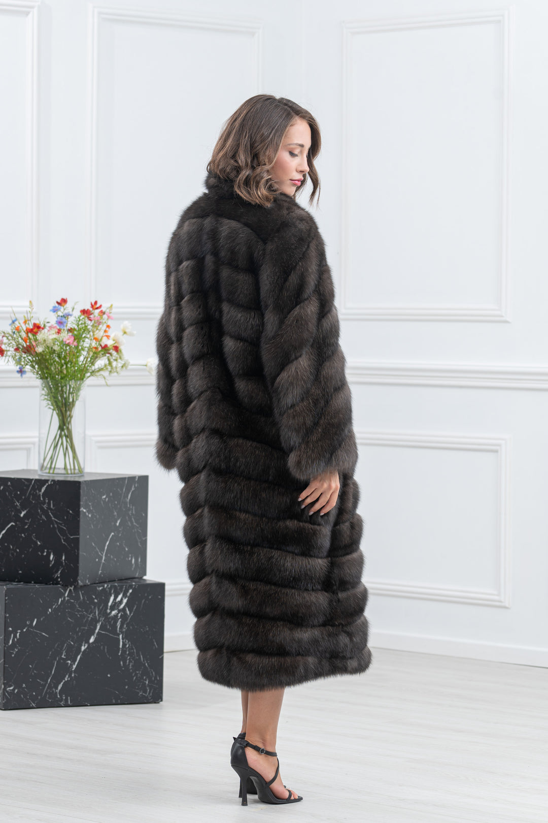 Carbonio Silvery Russian Sable Fur Coat - Women&