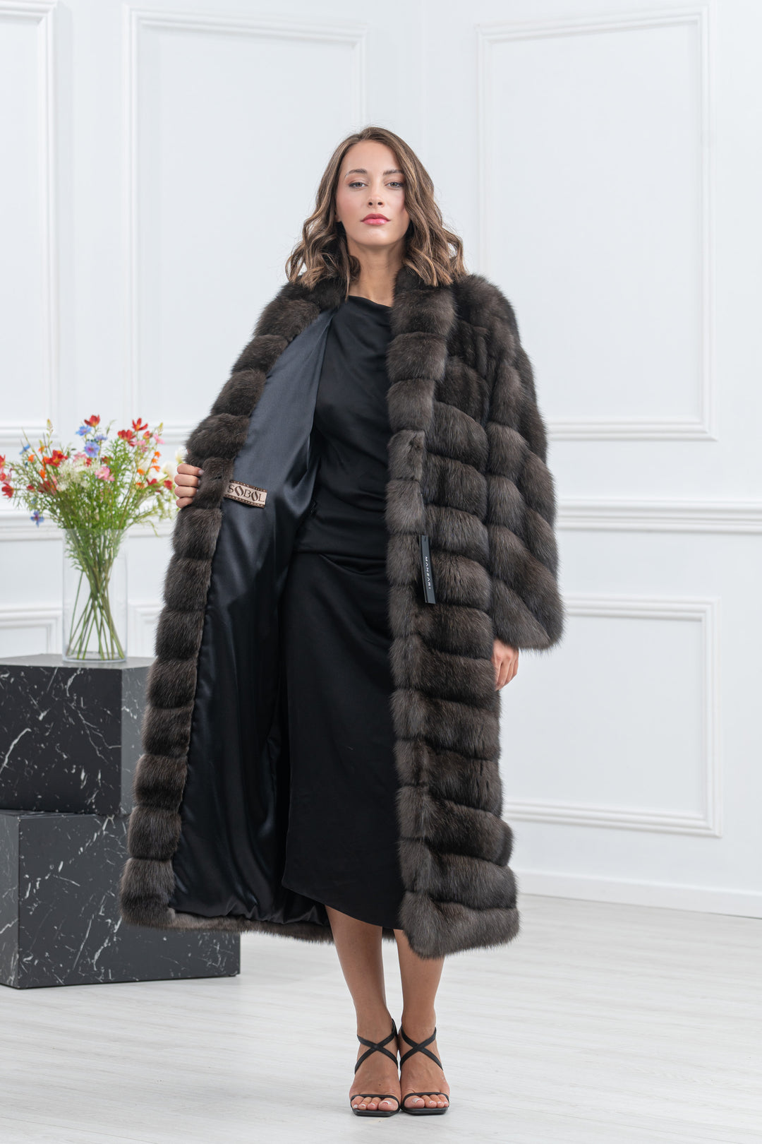 Carbonio Silvery Russian Sable Fur Coat - Women&