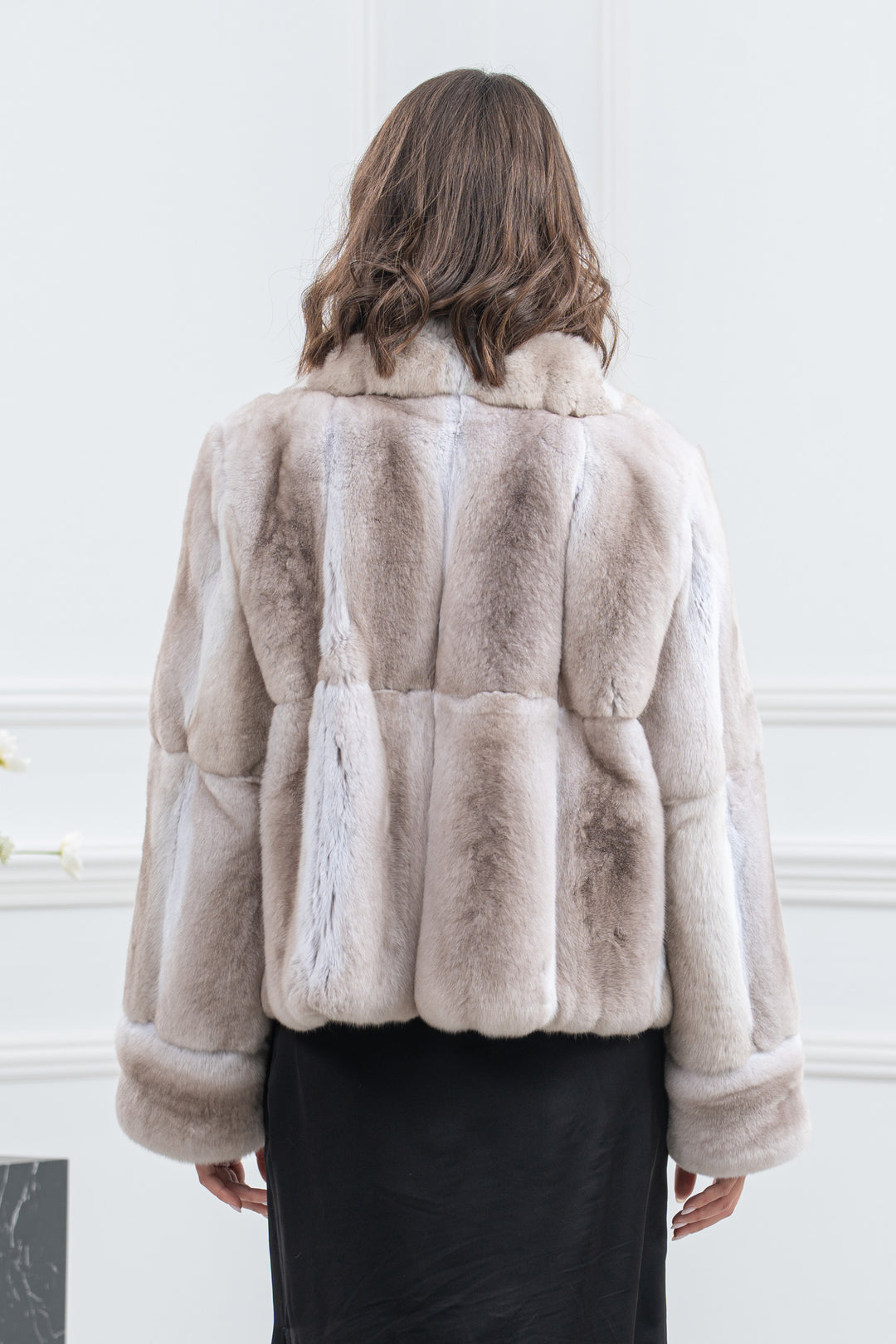 Lavender Chinchilla Fur Short Jacket - Women&