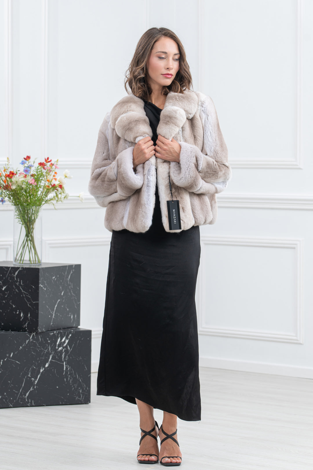 Lavender Chinchilla Fur Short Jacket - Women&