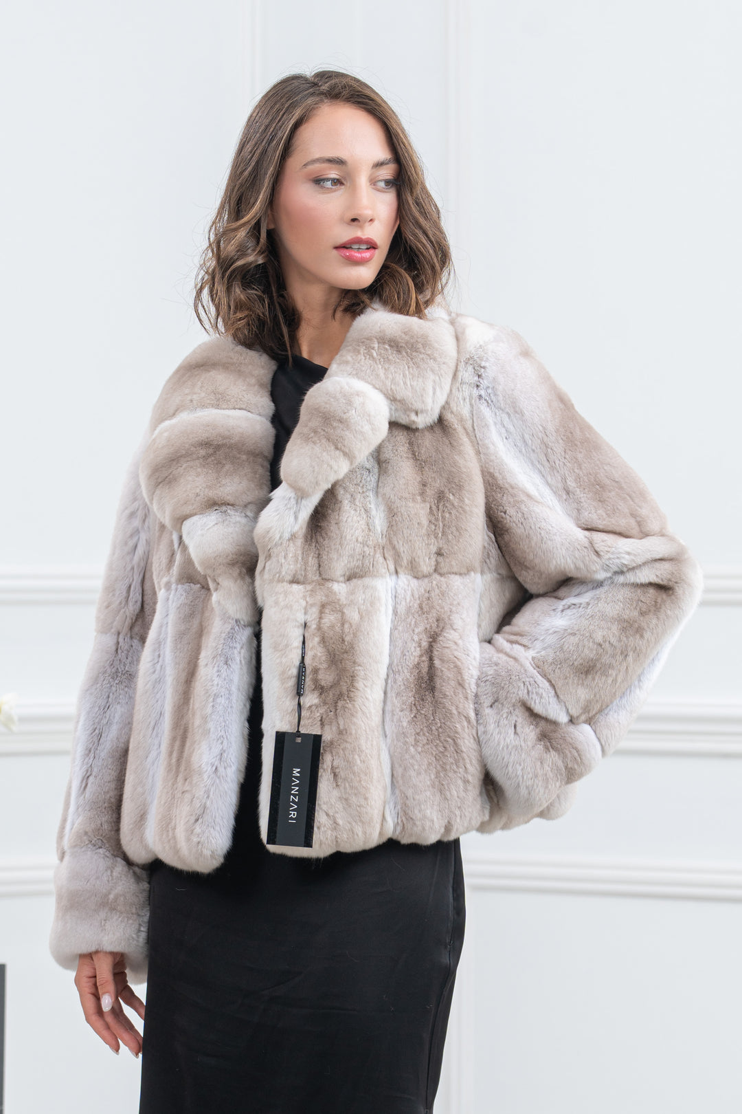 Lavender Chinchilla Fur Short Jacket - Women&