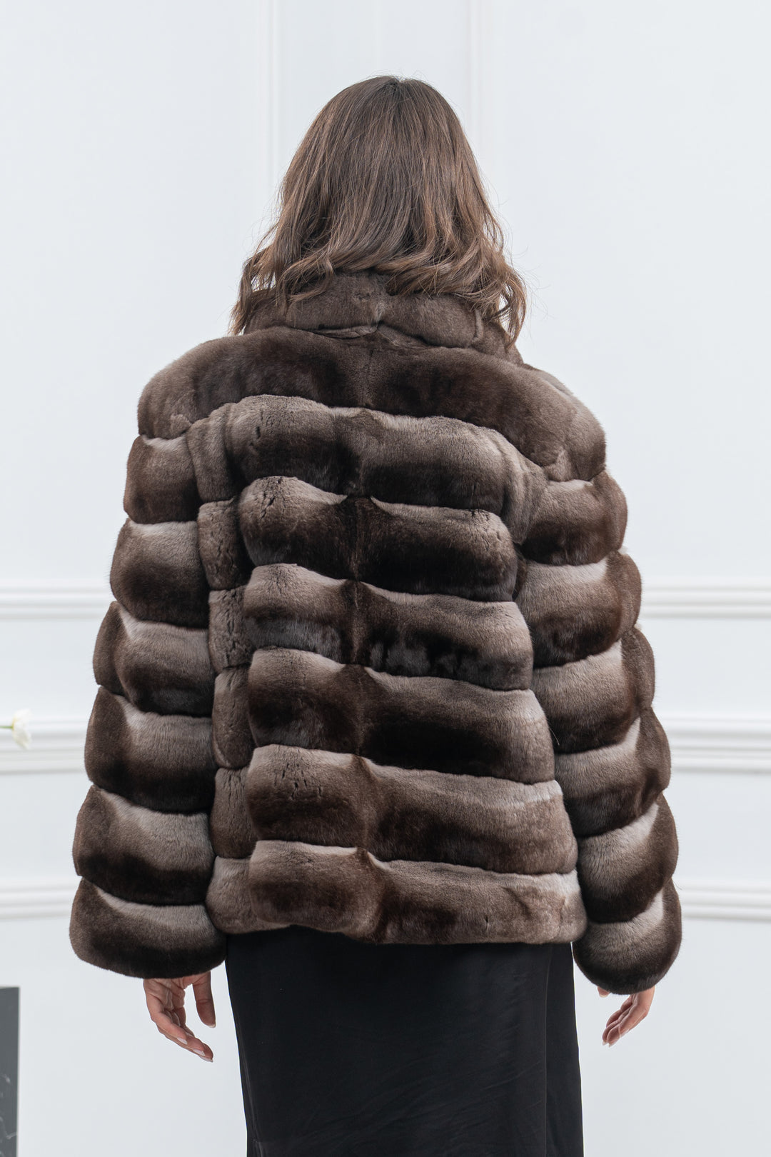 Burgundy Chinchilla Fur Short Jacket - Women&