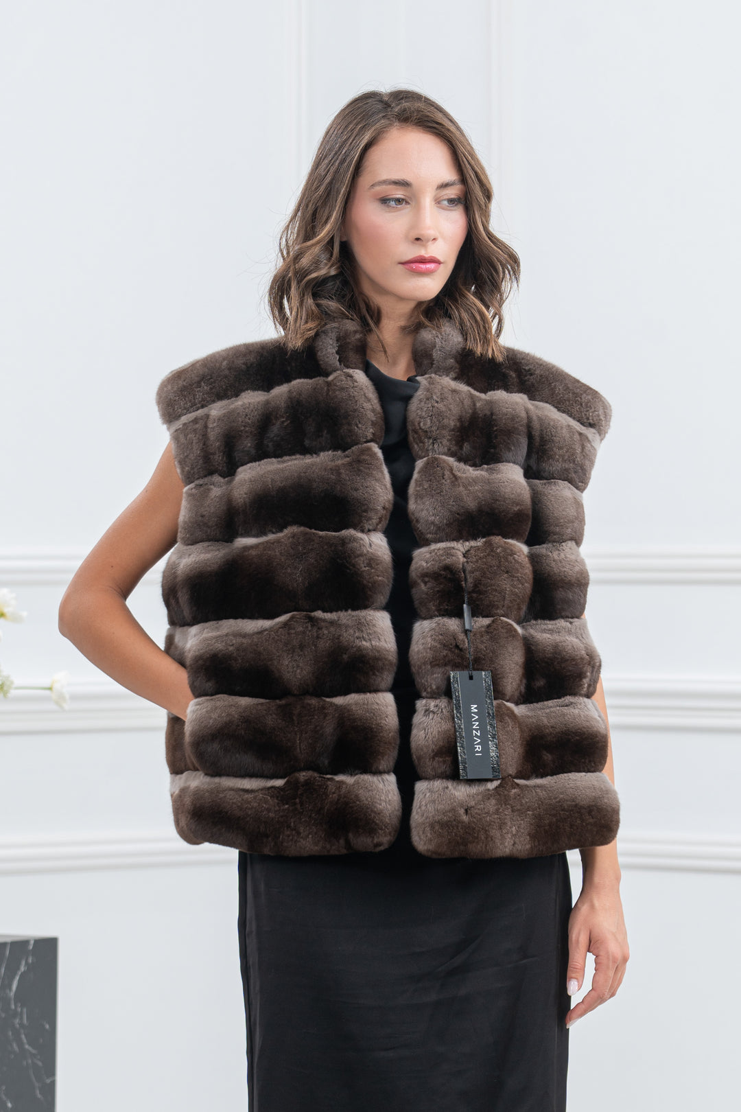 Burgundy Chinchilla Fur Short Jacket - Women&
