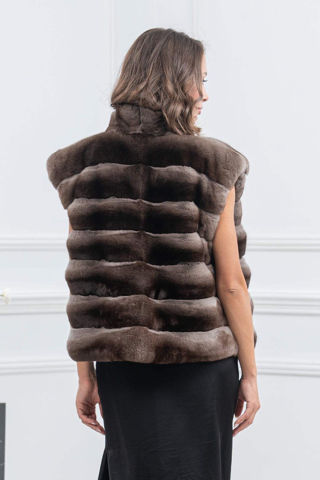 Burgundy Chinchilla Fur Short Jacket - Women&