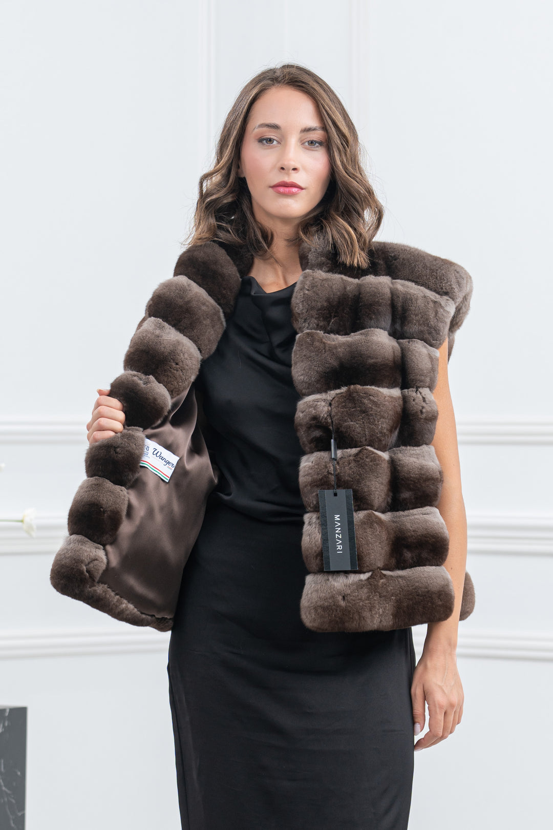 Burgundy Chinchilla Fur Short Jacket - Women&
