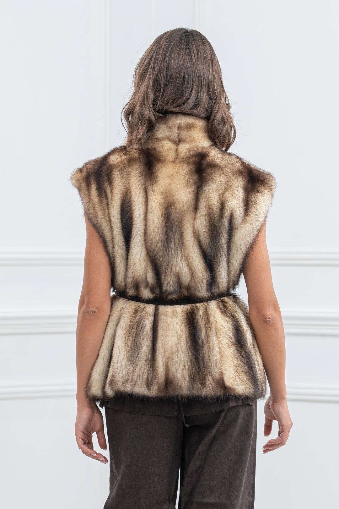 Natural Fitch Fur Short Vest - Women&