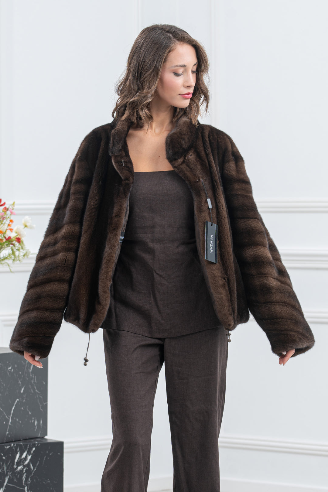 Mahogany Mink Fur Short Jacket - Women&