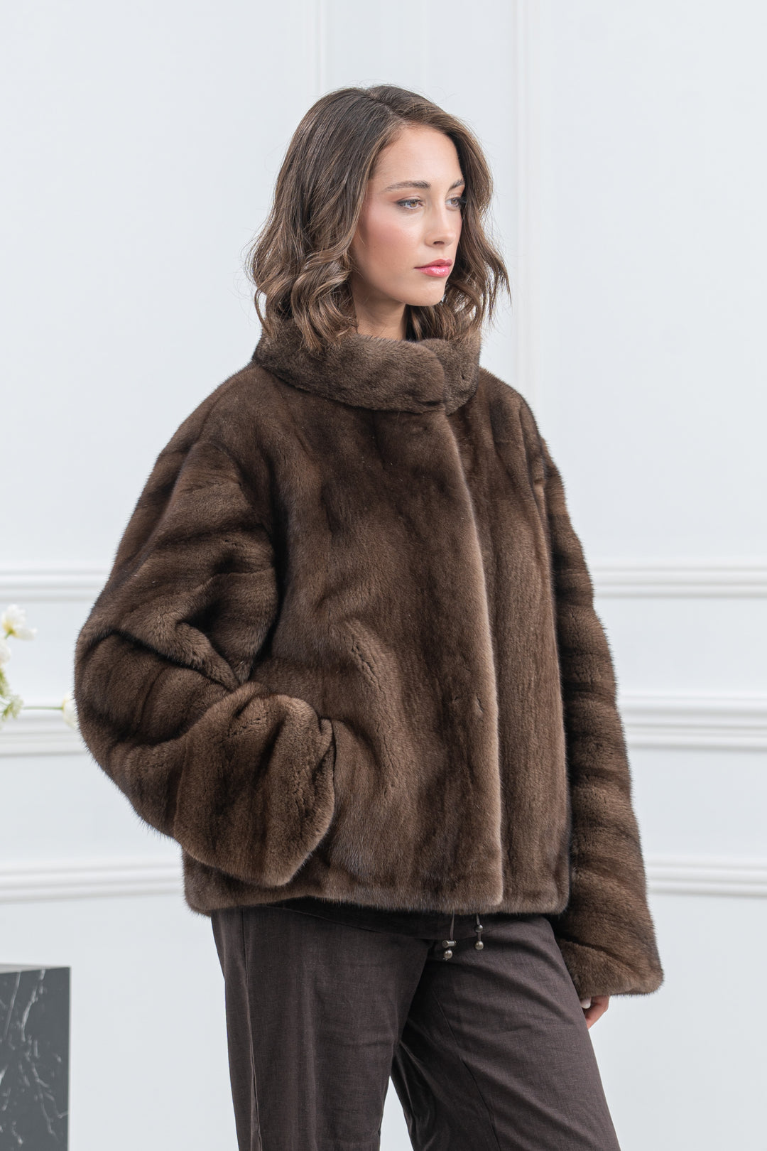 Sc.Brown Mink Fur Short Jacket - Women&