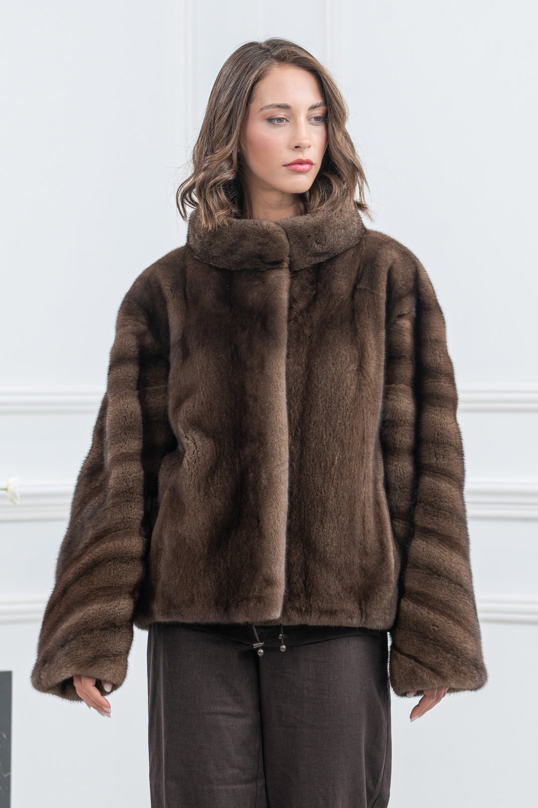Sc.Brown Mink Fur Short Jacket - Women&