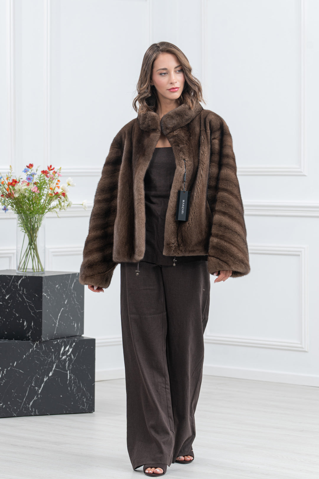 Sc.Brown Mink Fur Short Jacket - Women&