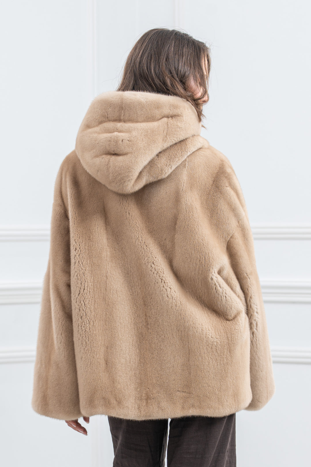 Palomino Mink Fur Short Jacket with Hood - Women&