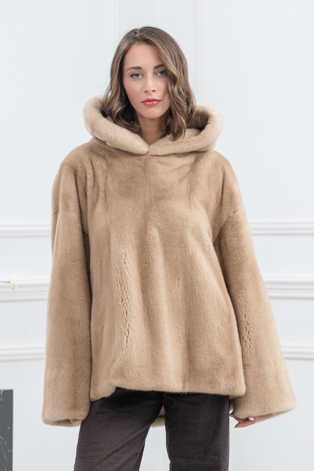 Palomino Mink Fur Short Jacket with Hood - Women&