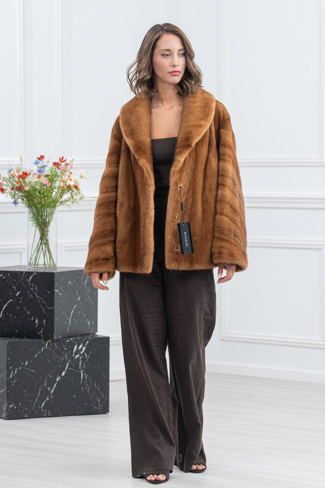 Gold Mink Fur Short Jacket - Women&