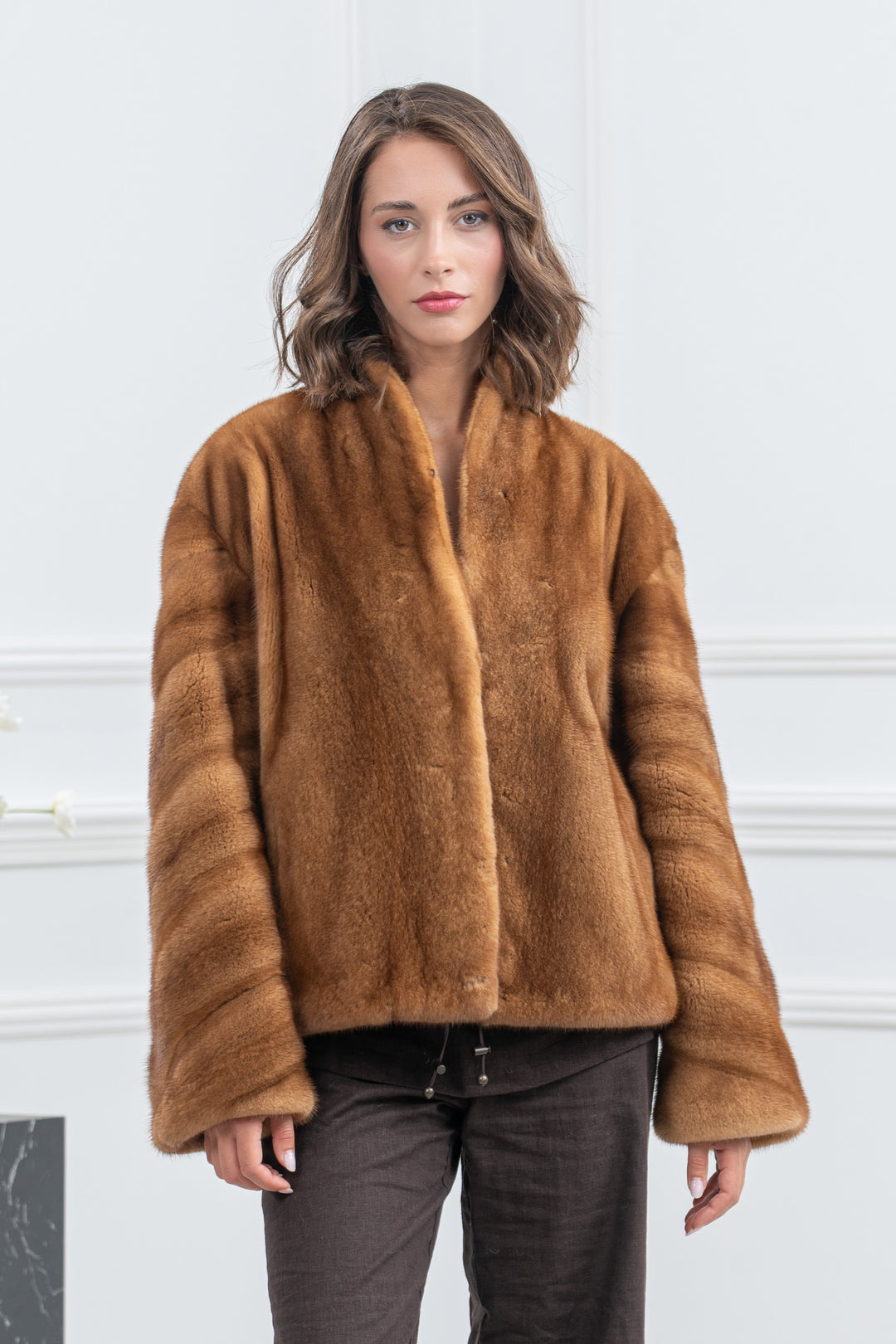 Gold Mink Fur Short Jacket - Women&