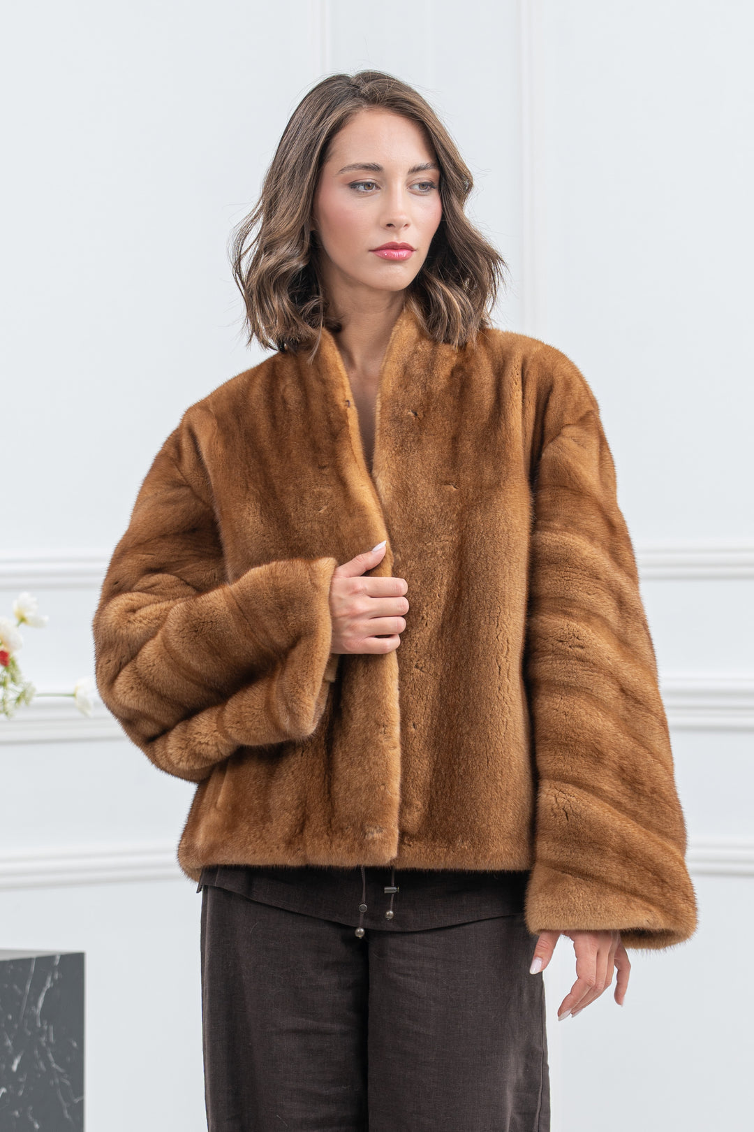 Gold Mink Fur Short Jacket - Women&