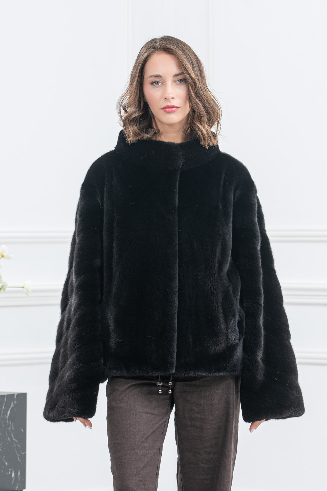Black Mink Fur Short Jacket - Women&