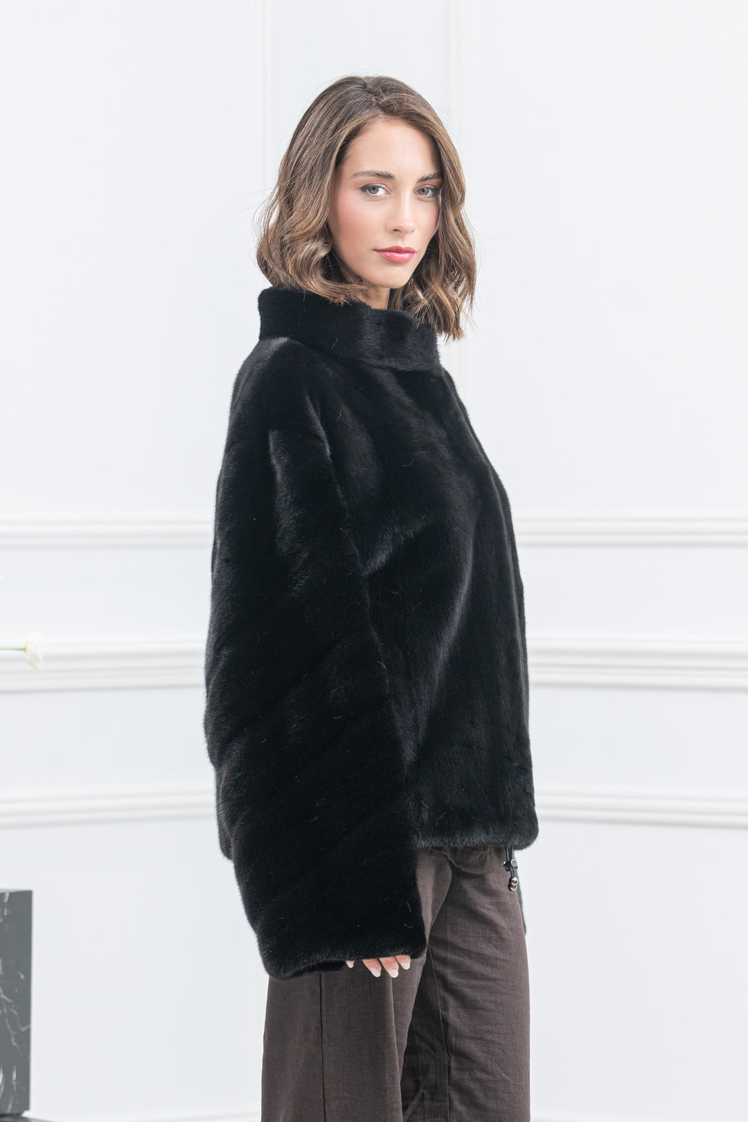 Black Mink Fur Short Jacket - Women&