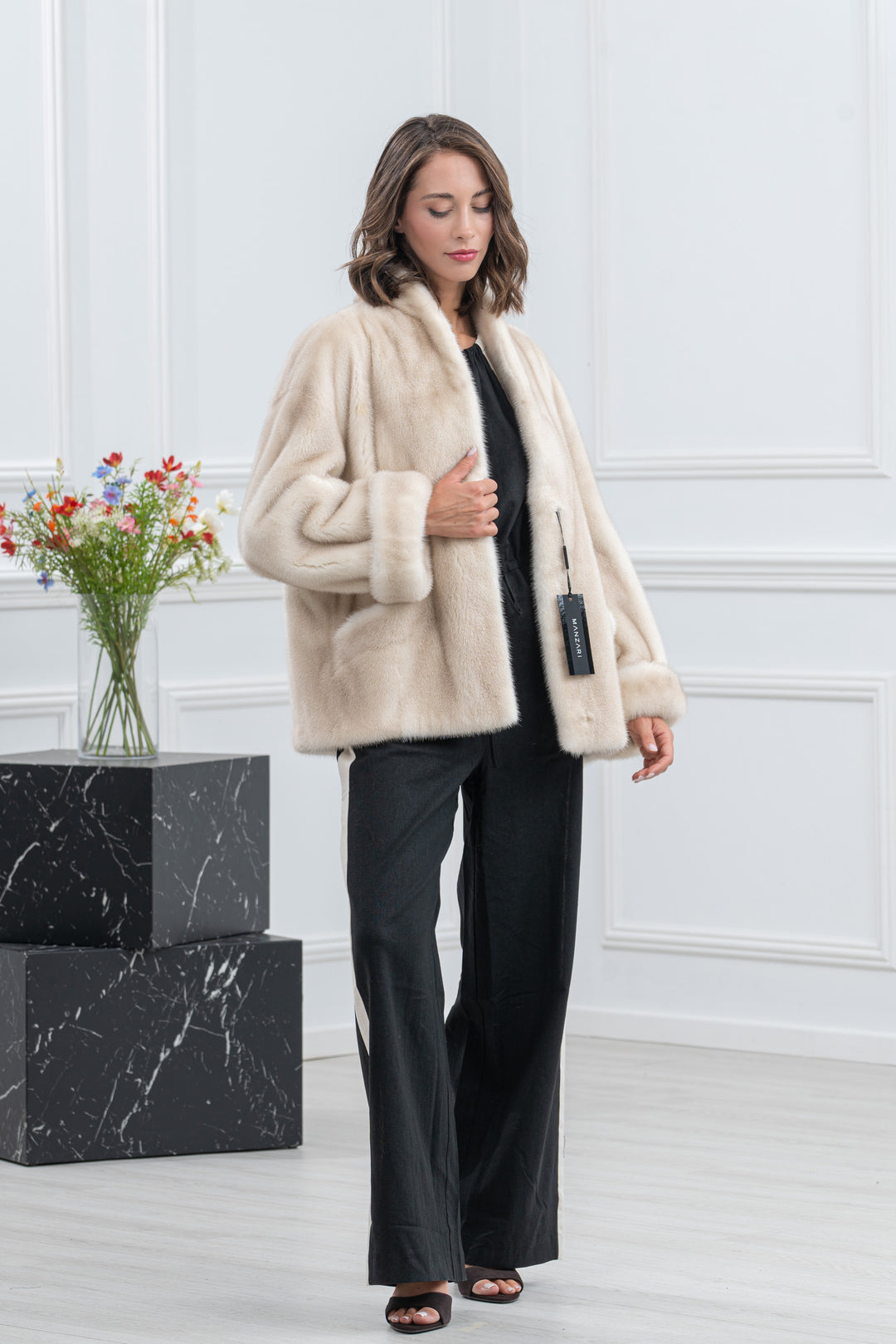 Cinnamon Mink Fur Short Jacket - Women&