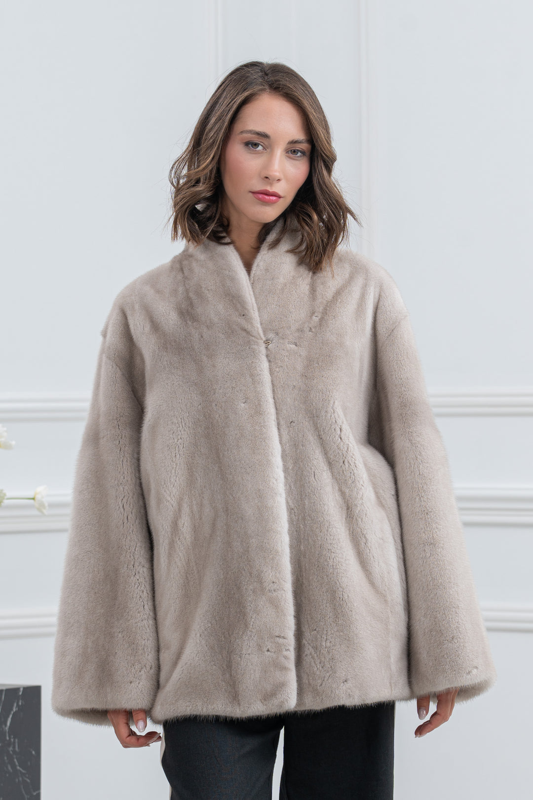 Pearl Blue Mink Fur Short Jacket - Women&