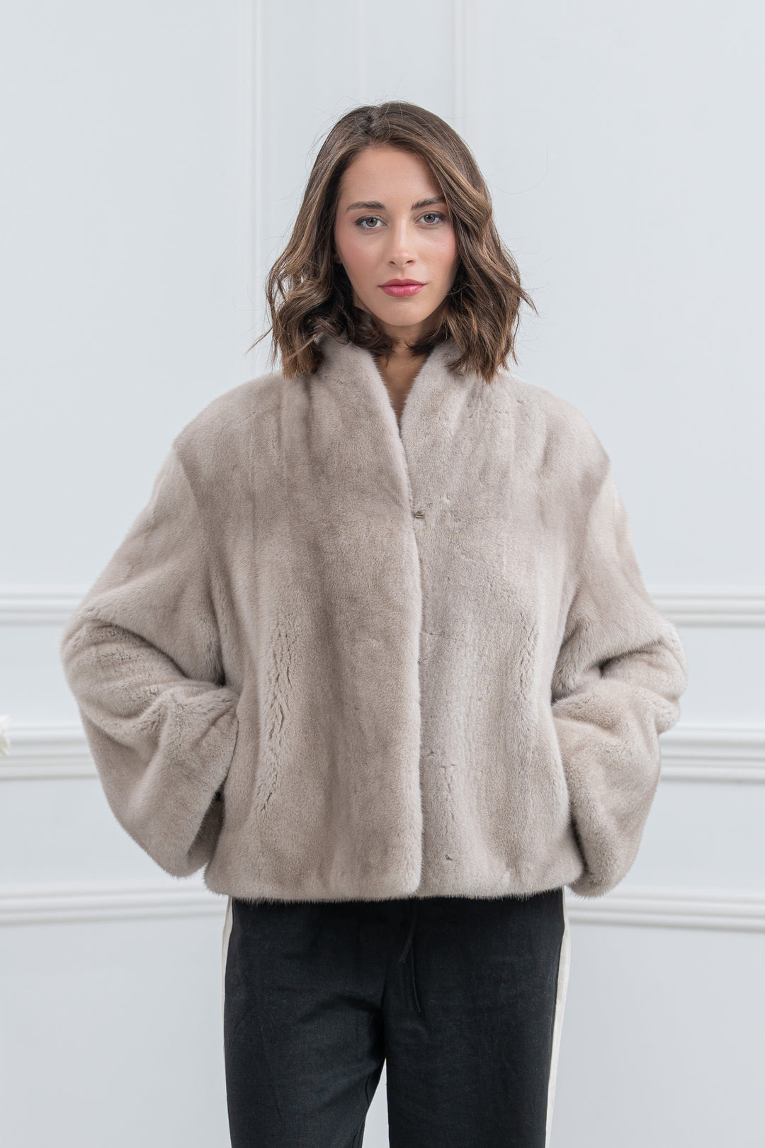Pearl Blue Mink Fur Short Jacket - Women&
