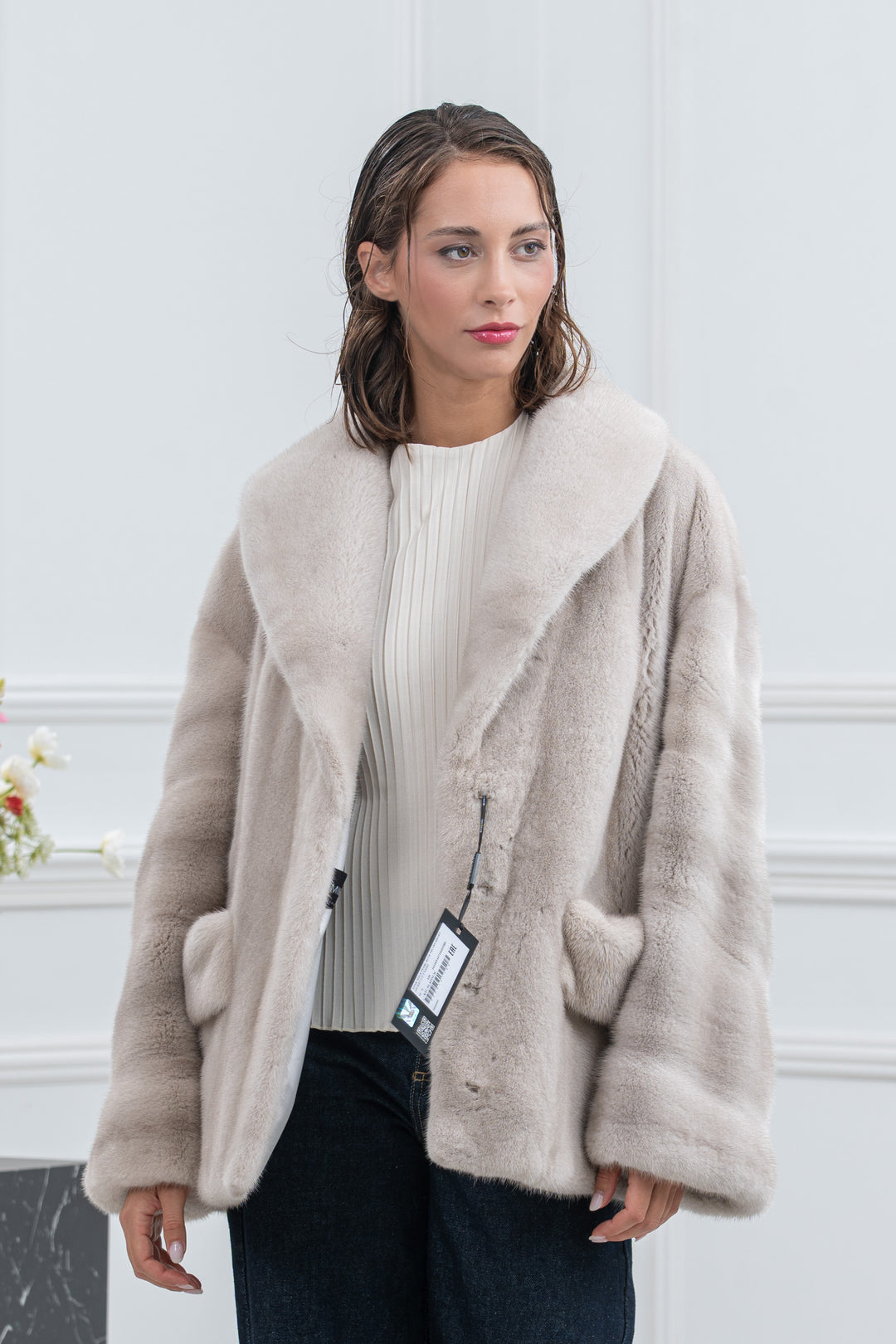 Pearl Blue Mink Fur Short Jacket - Women&