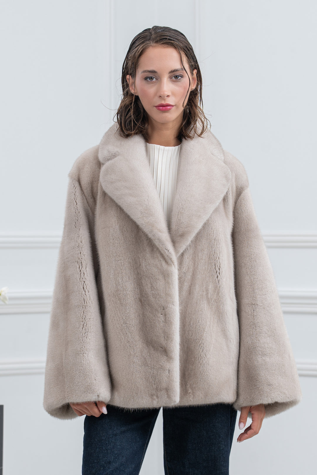 Pearl Blue Mink Fur Short Jacket - Women&