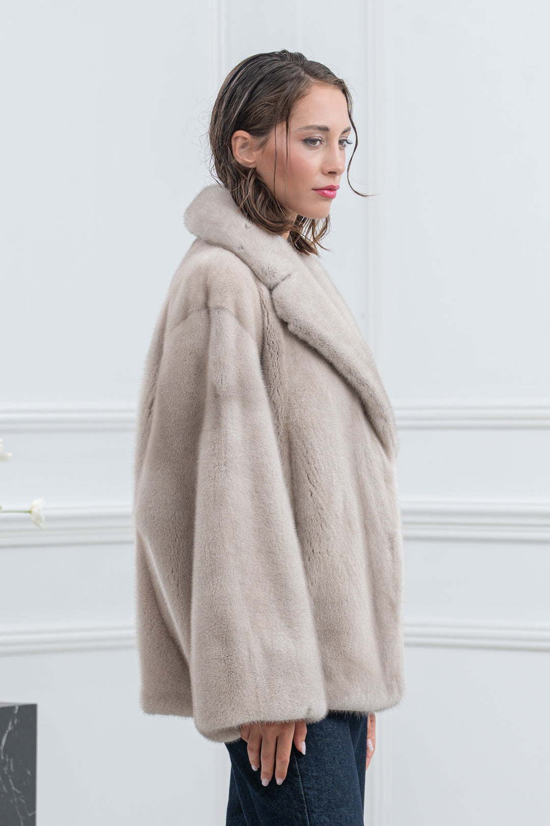 Pearl Blue Mink Fur Short Jacket - Women&