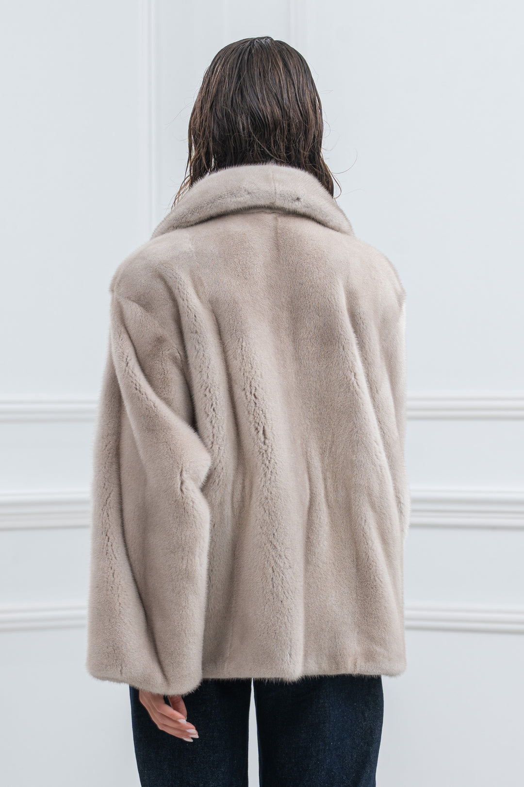 Pearl Blue Mink Fur Short Jacket - Women&