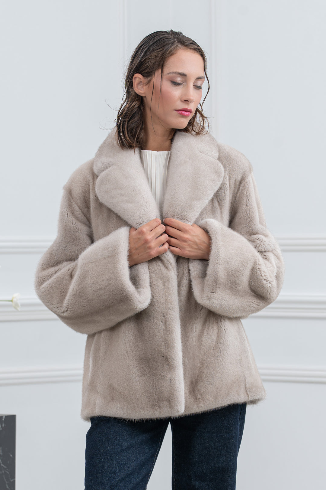 Pearl Blue Mink Fur Short Jacket - Women&
