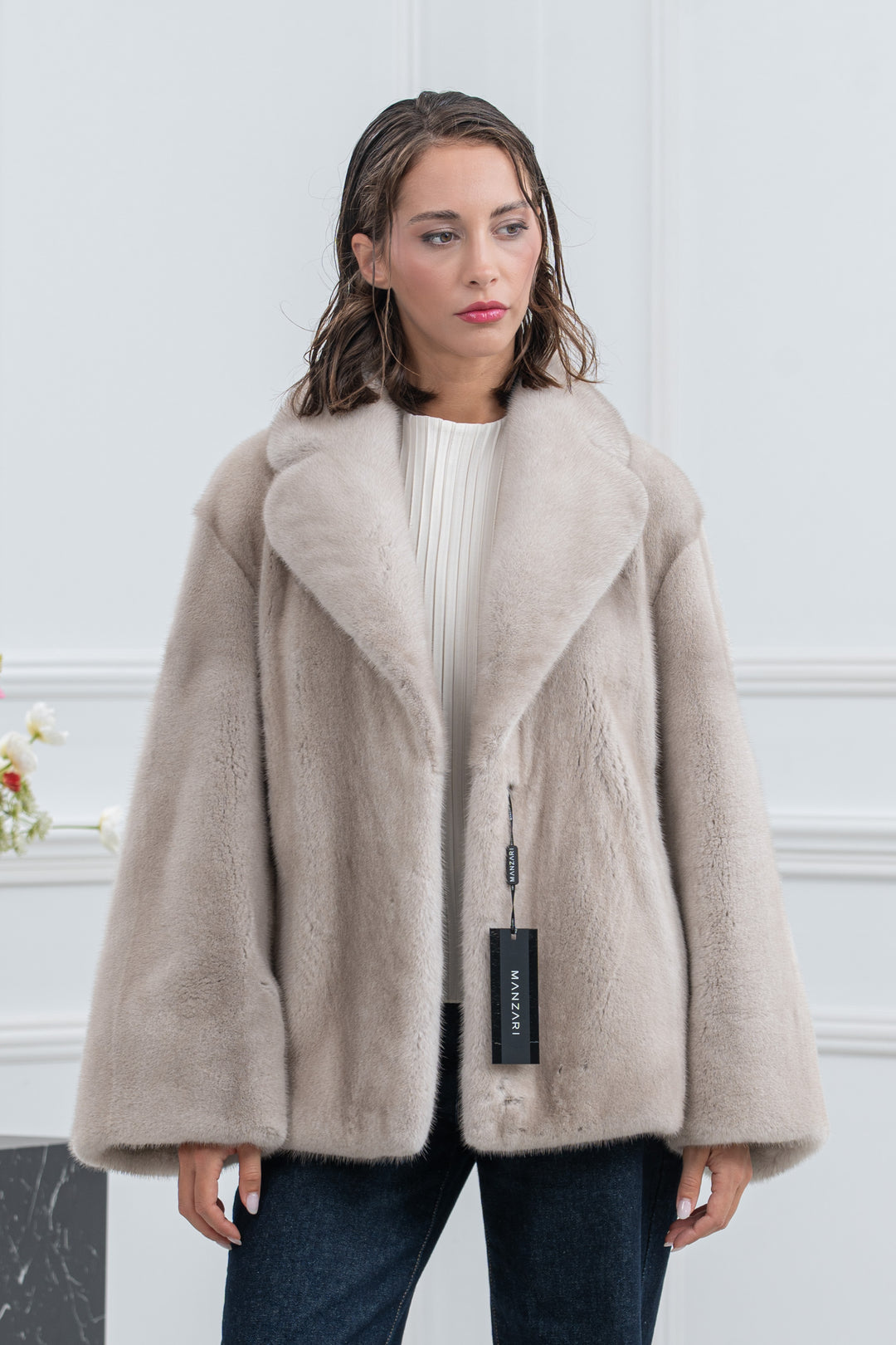 Pearl Blue Mink Fur Short Jacket - Women&