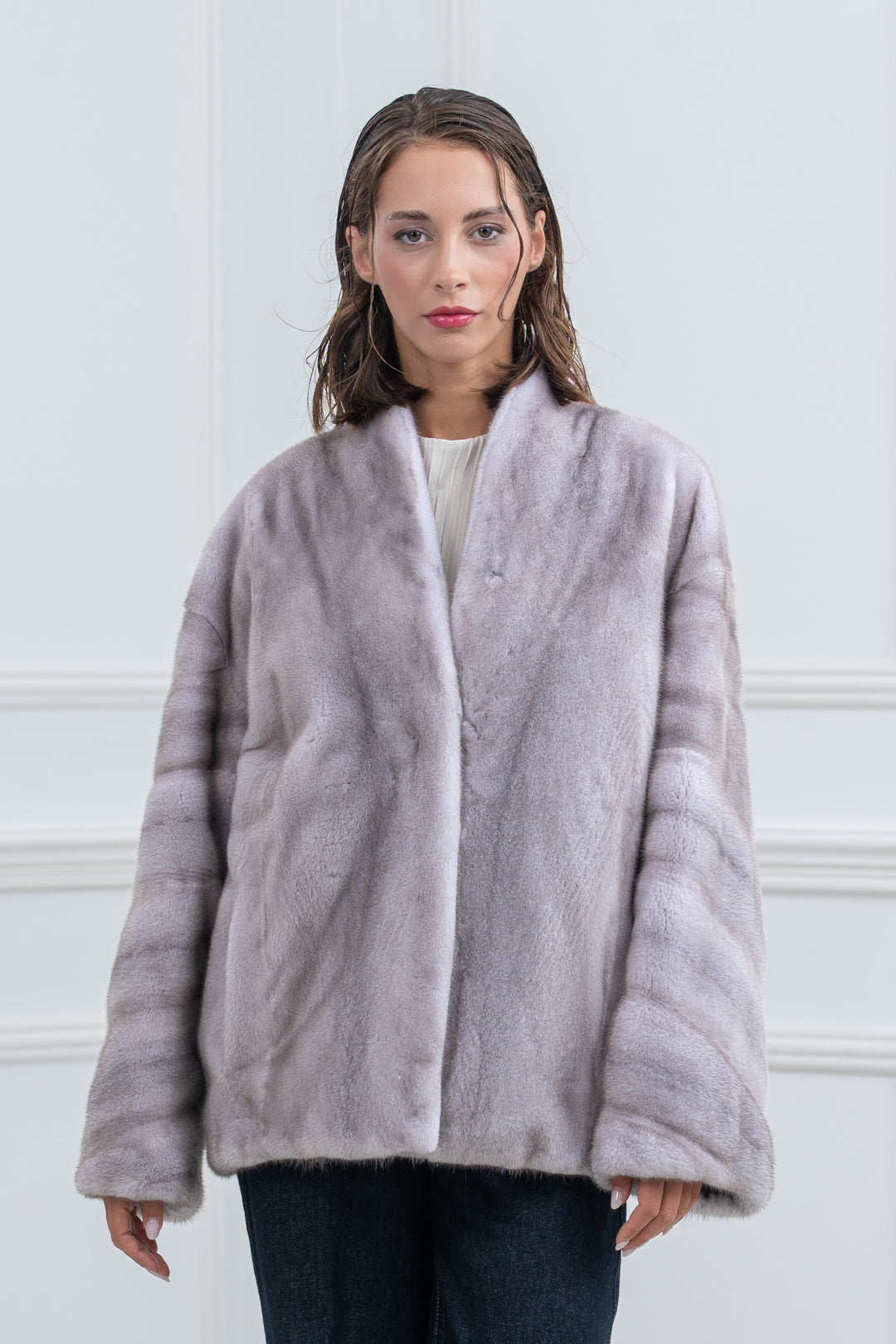 Silver Blue Mink Fur Short Jacket - Women&