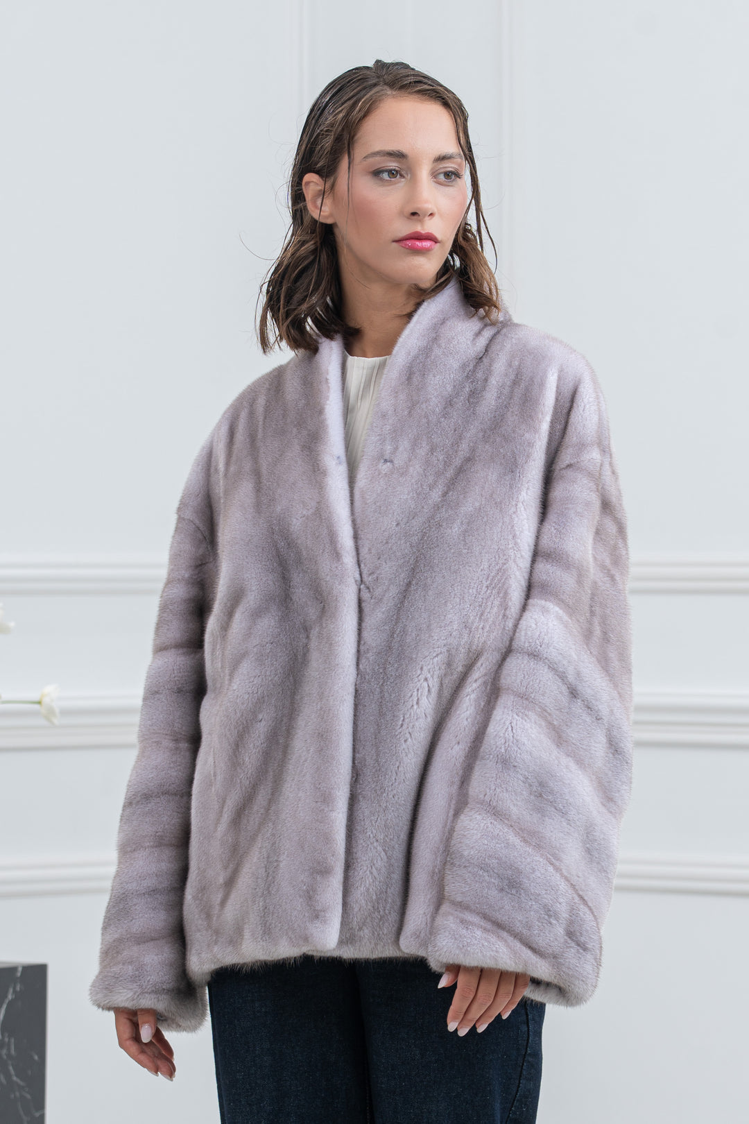 Silver Blue Mink Fur Short Jacket - Women&