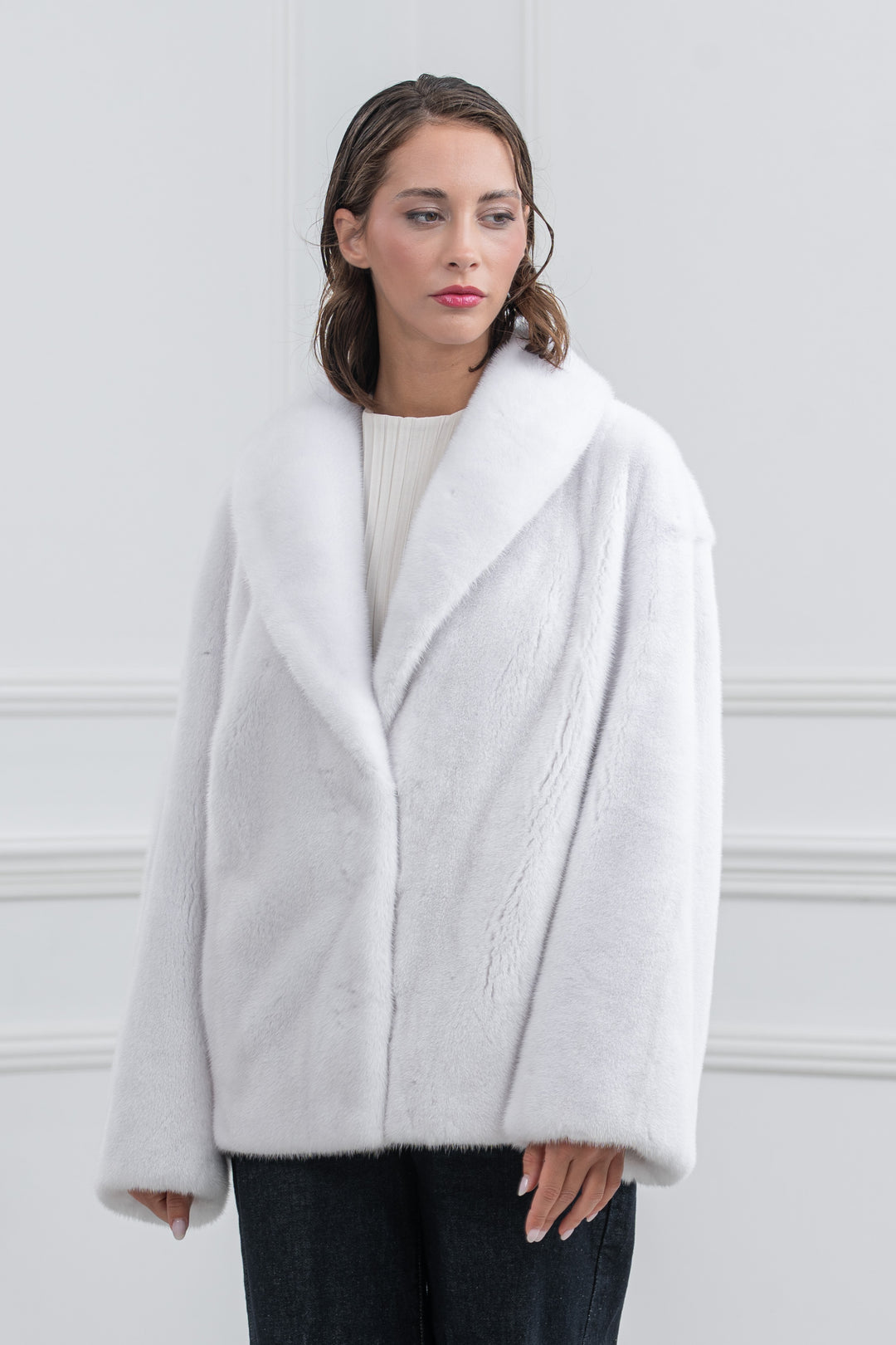 White Mink Fur Short Jacket - Women&
