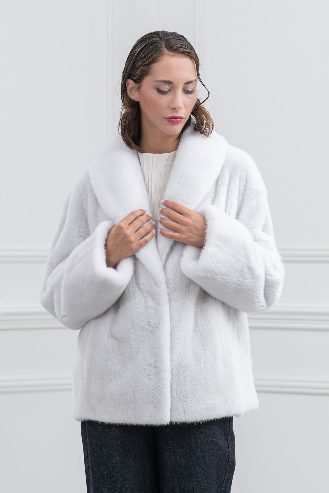 White Mink Fur Short Jacket - Women&
