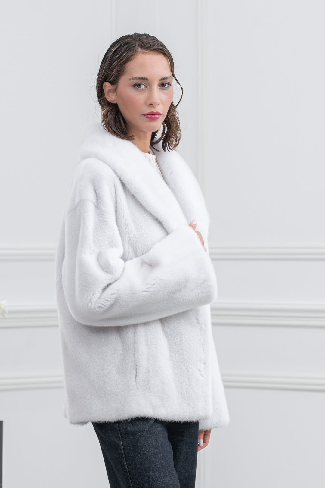 White Mink Fur Short Jacket - Women&