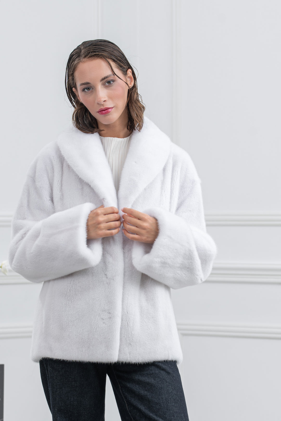 White Mink Fur Short Jacket - Women&
