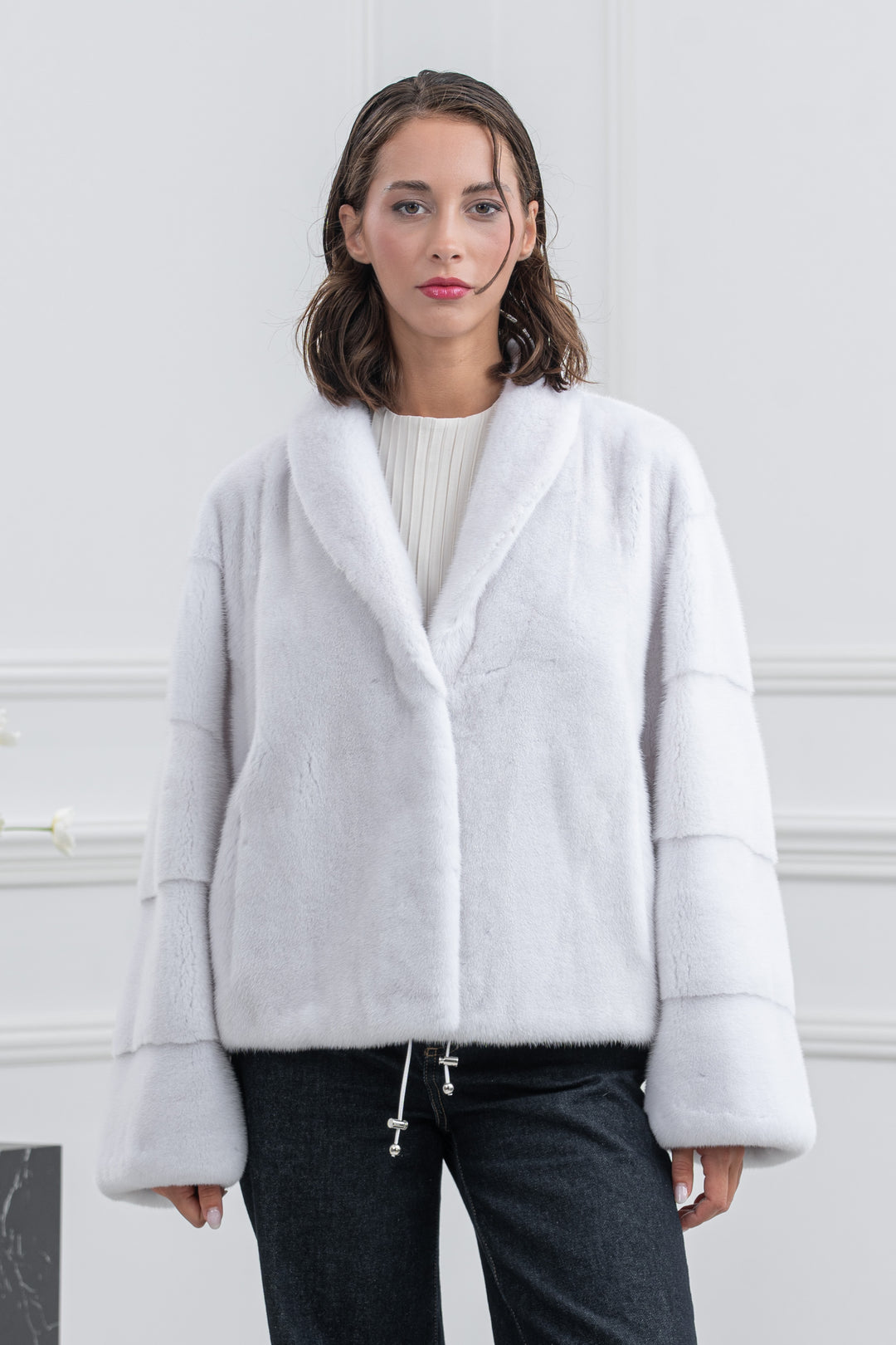 White Mink Fur Short Jacket - Women&