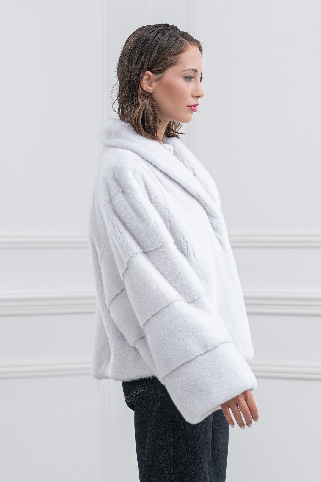 White Mink Fur Short Jacket - Women&