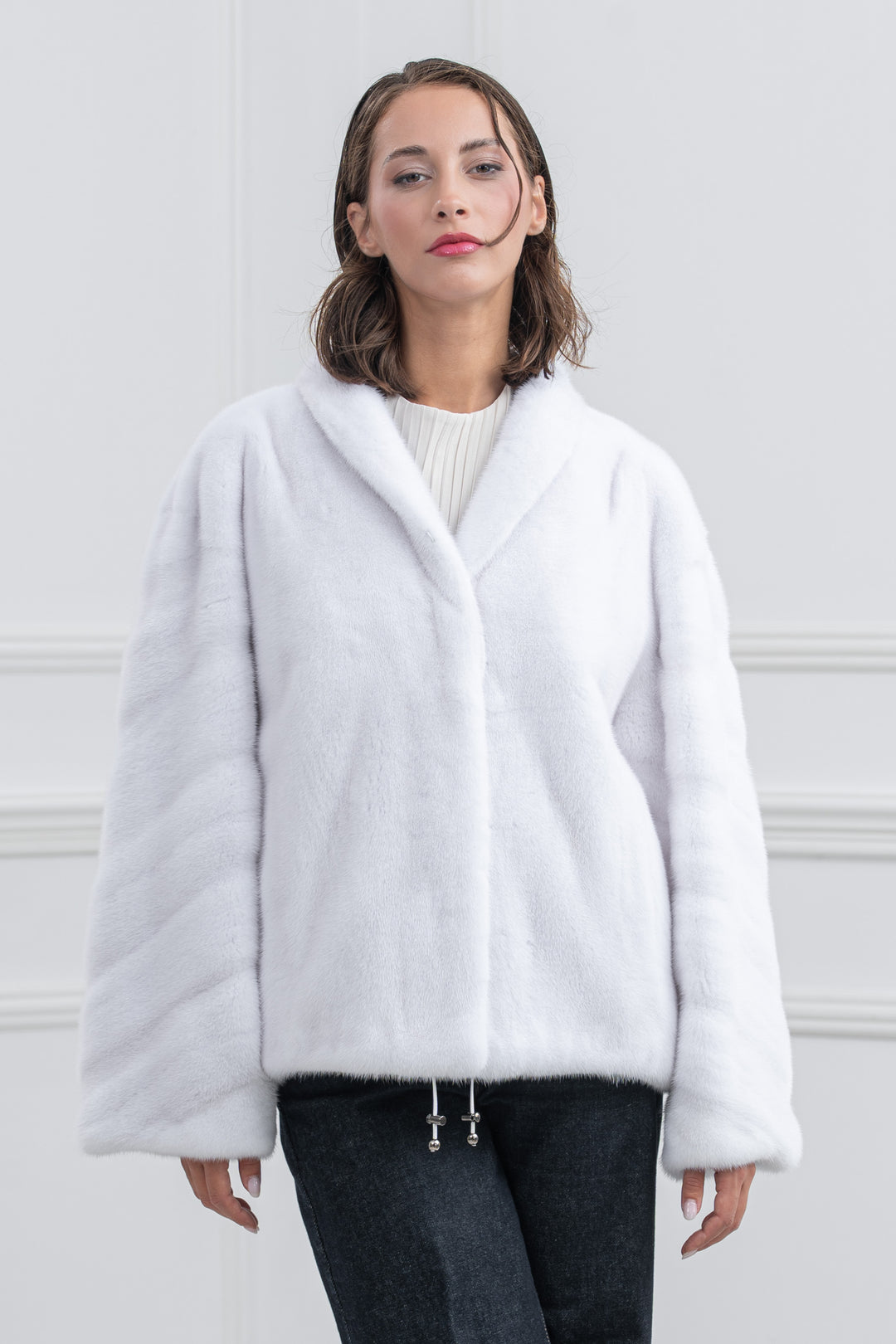White Mink Fur Short Jacket - Women&