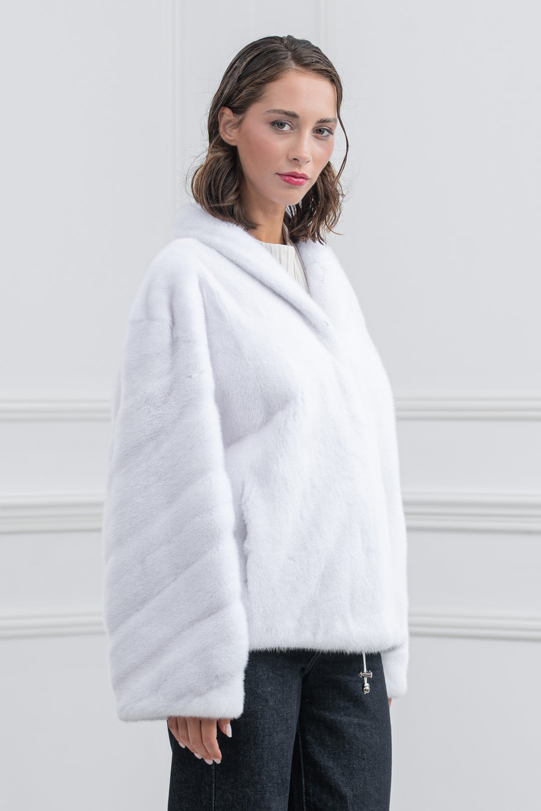 White Mink Fur Short Jacket - Women&