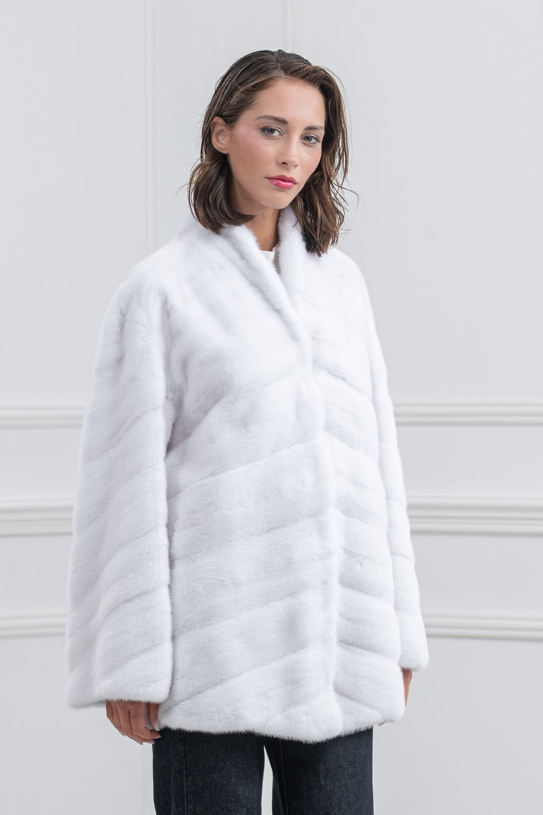 White Mink Fur Short Jacket - Women&