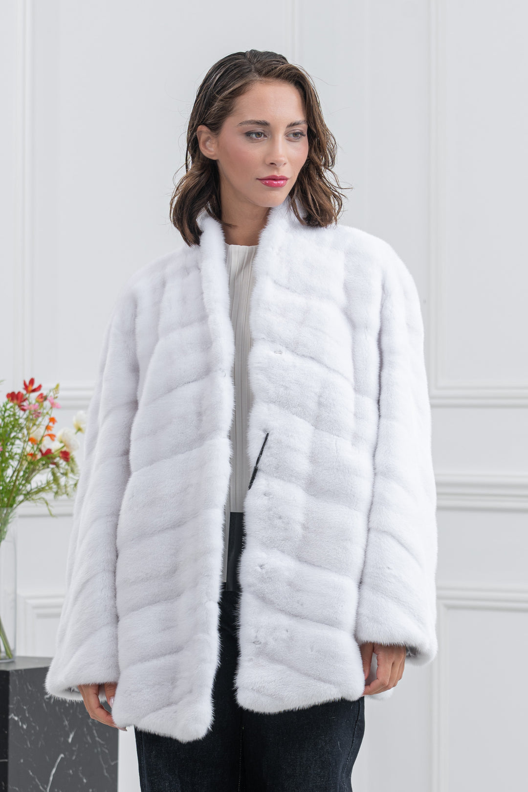 White Mink Fur Short Jacket - Women&