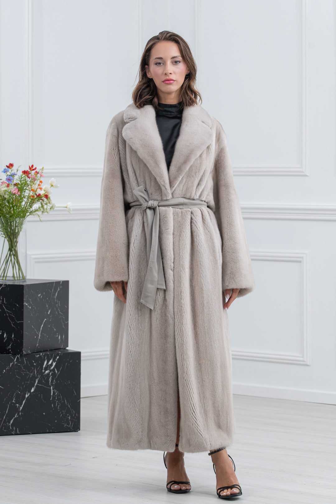 Pearl Blue Mink Fur Coat - Women&